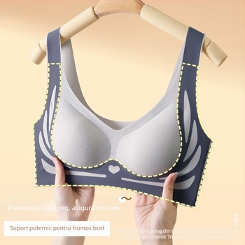 Sutien fără cusături cu cupă completă, ridicare anti-prolaps și retragere laterală; cupe model 3/4; material principal nylon, căptușeală spandex
