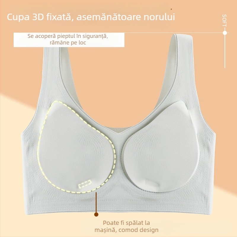 Sutien fără cusături cu cupă completă, ridicare anti-prolaps și retragere laterală; cupe model 3/4; material principal nylon, căptușeală spandex