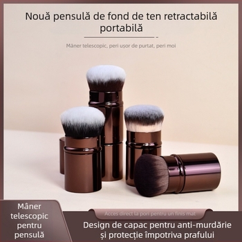 Phantom pensulă de fond de ten retractabilă, păr sintetic, mâner metalic, geantă, ambalaj unic