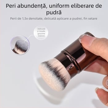 Phantom pensulă de fond de ten retractabilă, păr sintetic, mâner metalic, geantă, ambalaj unic