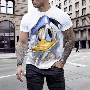 Tricou T-shirt cu imprimeu 3D animal de pluș — tigru, guler rotund, mâneci scurte, croială liberă, poliester, vară
