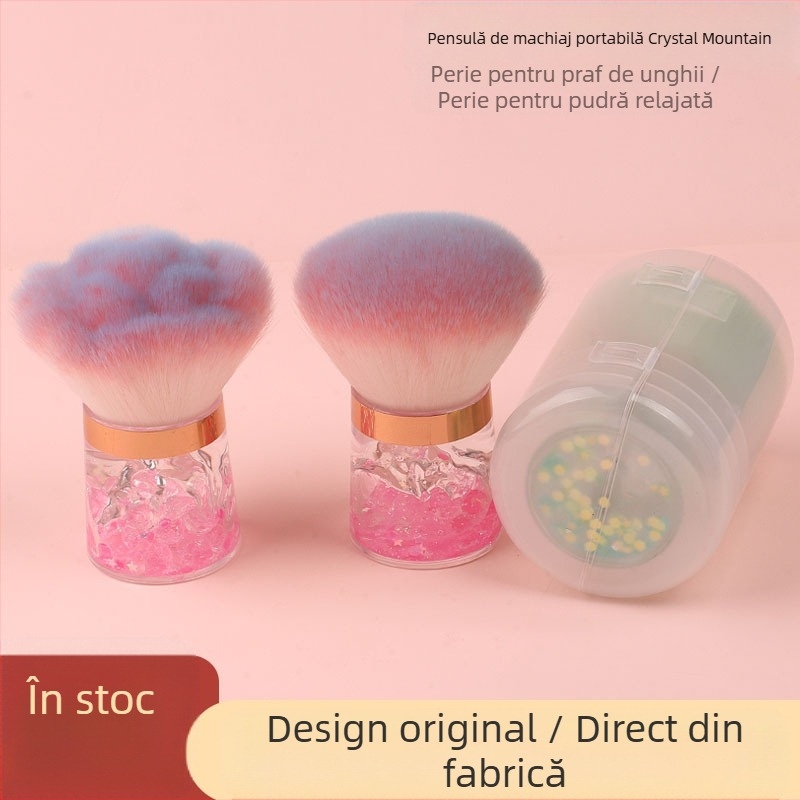 Pensulă pudră liberă din fibre artificiale, mâner din plastic, design portabil, ambalaj în cutie (Fibre artificiale; Mâner din plastic; Portabil; Ambalaj cutie)