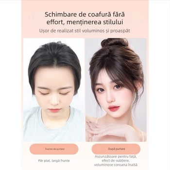 Perucă pentru femei cu breton mijlociu, croită manual, fibră rezistentă la temperatură, aspect realist