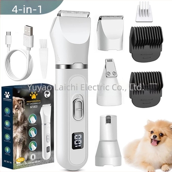Mașină de tuns electrică pentru animale de companie, cu afișaj LCD, instrument de îngrijire 4 în 1, corp din plastic, pentru câini