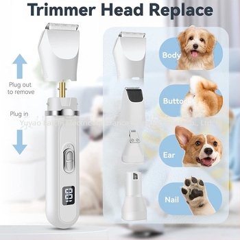 Mașină de tuns electrică pentru animale de companie, cu afișaj LCD, instrument de îngrijire 4 în 1, corp din plastic, pentru câini