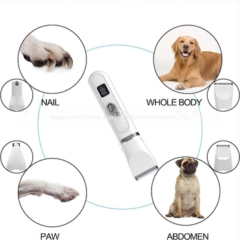 Mașină de tuns electrică pentru animale de companie, cu afișaj LCD, instrument de îngrijire 4 în 1, corp din plastic, pentru câini