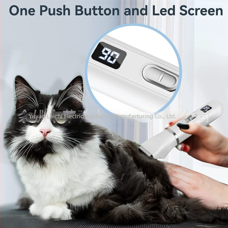 Mașină de tuns electrică pentru animale de companie, cu afișaj LCD, instrument de îngrijire 4 în 1, corp din plastic, pentru câini