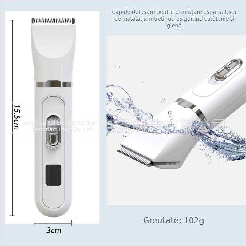 Mașină de tuns electrică pentru animale de companie, cu afișaj LCD, instrument de îngrijire 4 în 1, corp din plastic, pentru câini