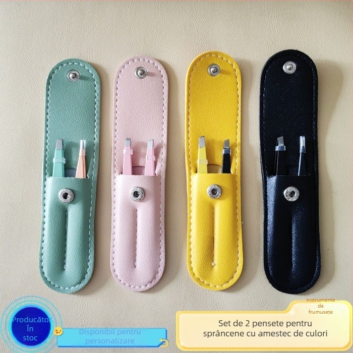 Clip pentru sprânene, set din două piese, oțel inoxidabil, vârfuri înclinate