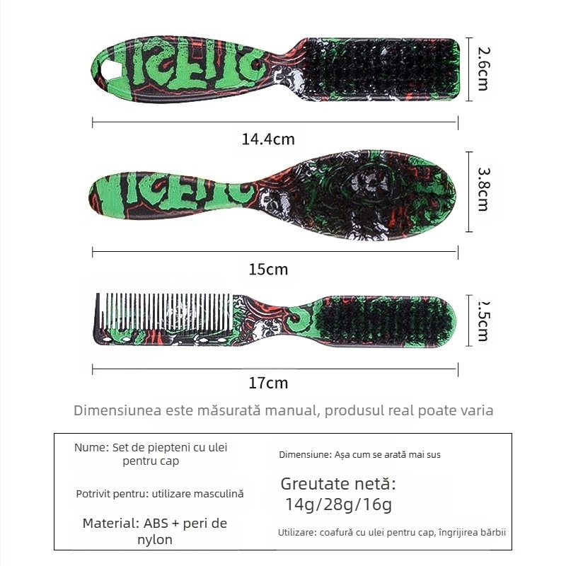 CestoMen Pieptene pentru barbă și păr – ABS material, design compact, îngrijire zilnică