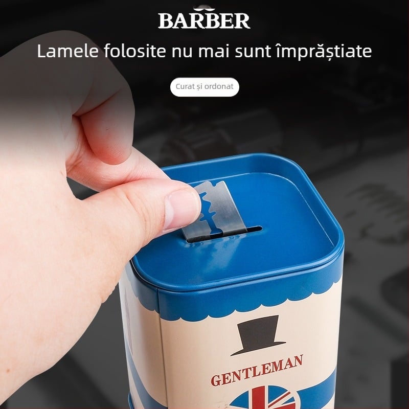 Ayes Cutie de depozitare pentru lame de brici pentru frizerie și unelte de coafură, cu recipient pentru reciclarea lamelor
