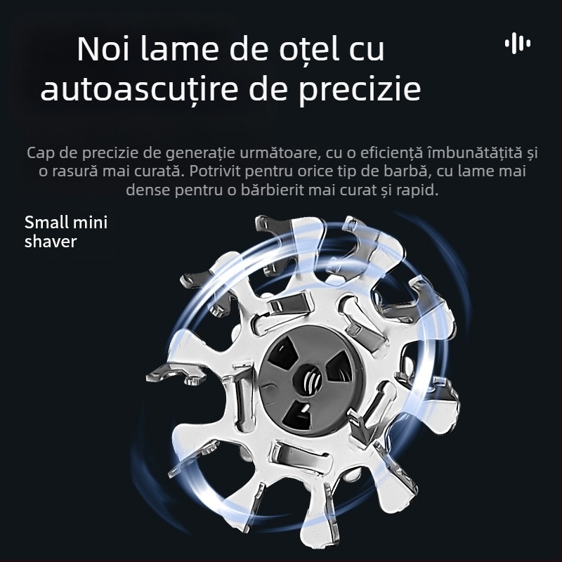 Aparat de ras electric cu afișaj LED, cap rotativ cu 1 lamă, baterie încorporată, autonomie 30-45 de minute, zgomot sub 36 dB