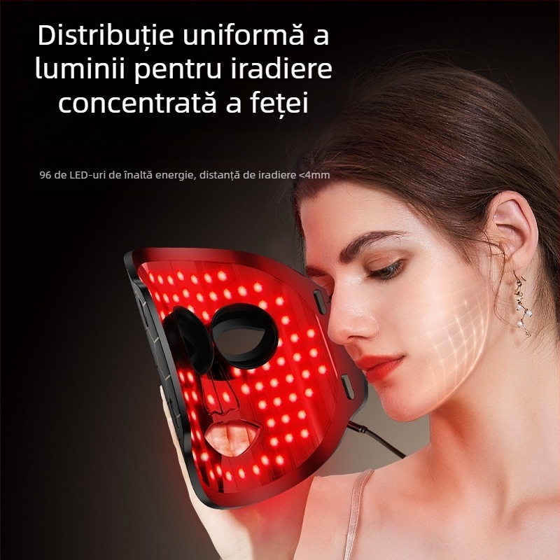 Mască facială LED pentru rejuvenare a pielii, dispozitiv portabil pentru uz casnic, fără baterie încorporată, IPX0