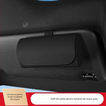 Cutie pentru ochelari auto din PU leather, cu montură la parasolar – spațiu pentru ochelari, bilete și carduri, utilizare duală pentru mașină și casă, personalizabil