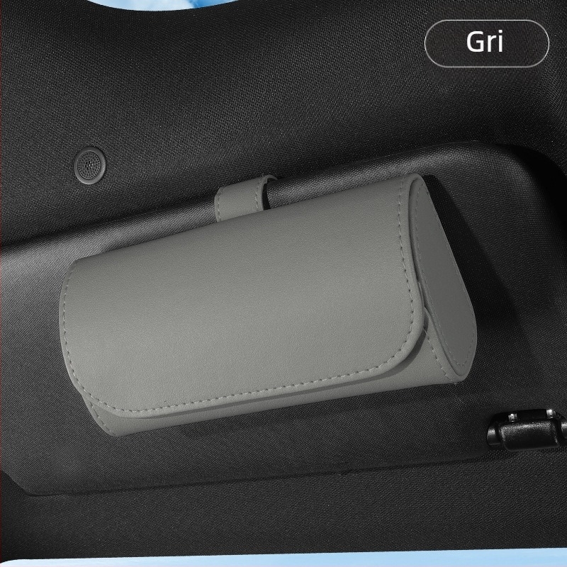 Cutie pentru ochelari auto din PU leather, cu montură la parasolar – spațiu pentru ochelari, bilete și carduri, utilizare duală pentru mașină și casă, personalizabil