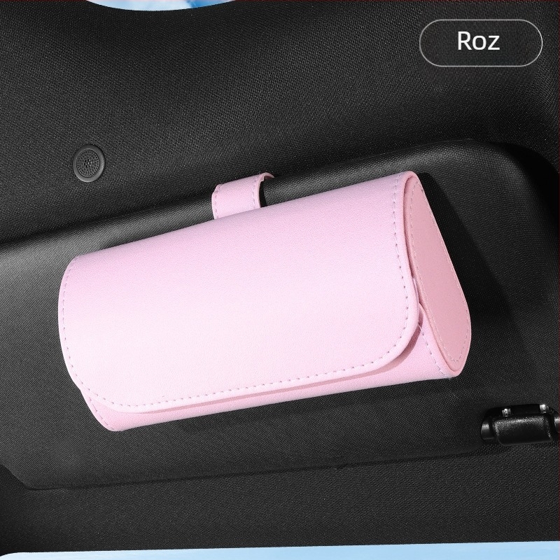 Cutie pentru ochelari auto din PU leather, cu montură la parasolar – spațiu pentru ochelari, bilete și carduri, utilizare duală pentru mașină și casă, personalizabil