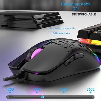 RAIKU G701 mouse de joc USB, 6 butoane, cablu împletit 1,5 m