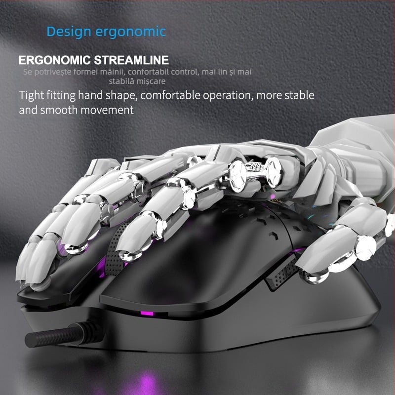 RAIKU G701 mouse de joc USB, 6 butoane, cablu împletit 1,5 m