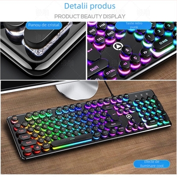 Silver Carving V7 tastatură cu senzație mecanică, cablat USB, 104 taste, iluminare Crater arhitectură