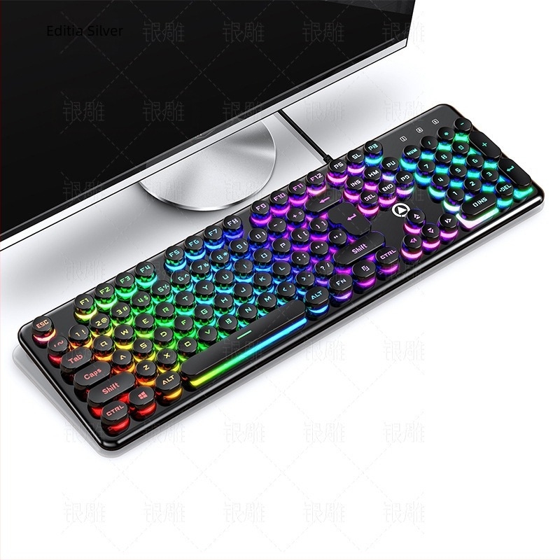 Silver Carving V7 tastatură cu senzație mecanică, cablat USB, 104 taste, iluminare Crater arhitectură