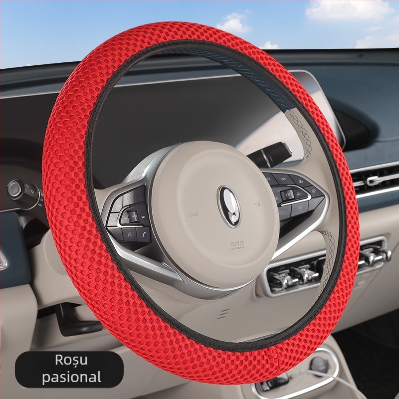 Husă de volan auto fără inel interior, Ice Silk respirabil, antiderapant, potrivire universală, pentru toate anotimpurile.