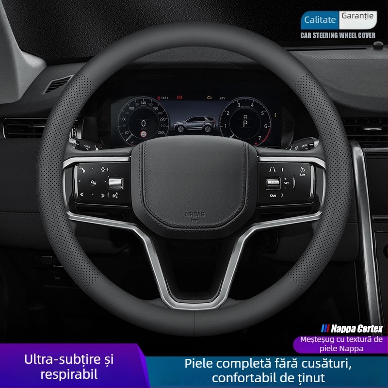 Husa de volan auto - universală pentru patru anotimpuri, antiderapant, din piele artificială