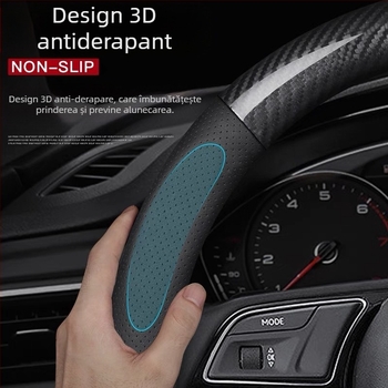 Husă de volan ultra-subțire, Antiderapant tip D, Absorbantă la transpirație, Universală pentru toate anotimpurile, Suprafață din fibre sintetice