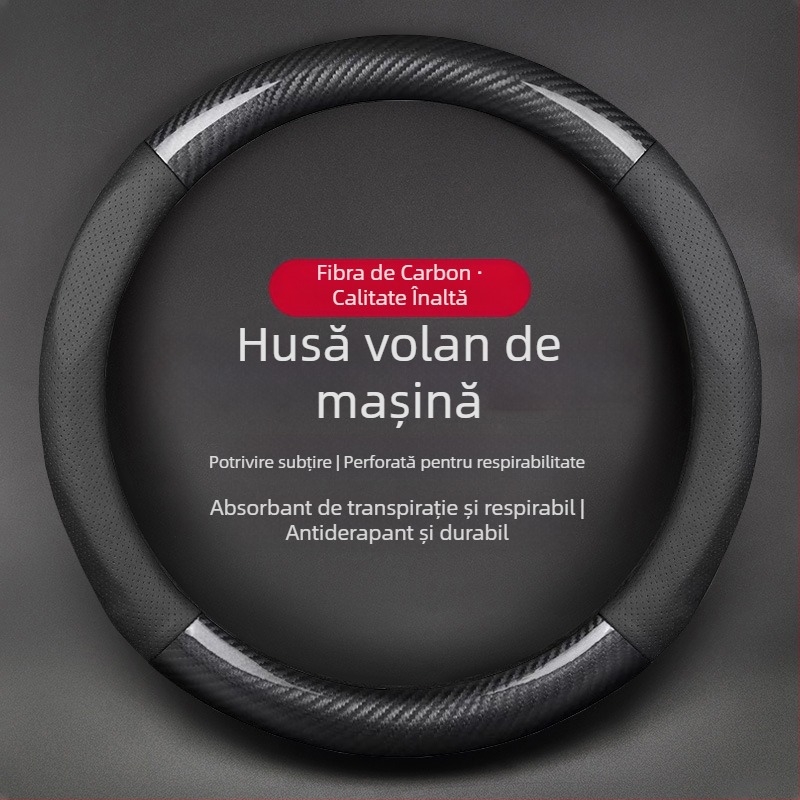 Husă de volan ultra-subțire, Antiderapant tip D, Absorbantă la transpirație, Universală pentru toate anotimpurile, Suprafață din fibre sintetice