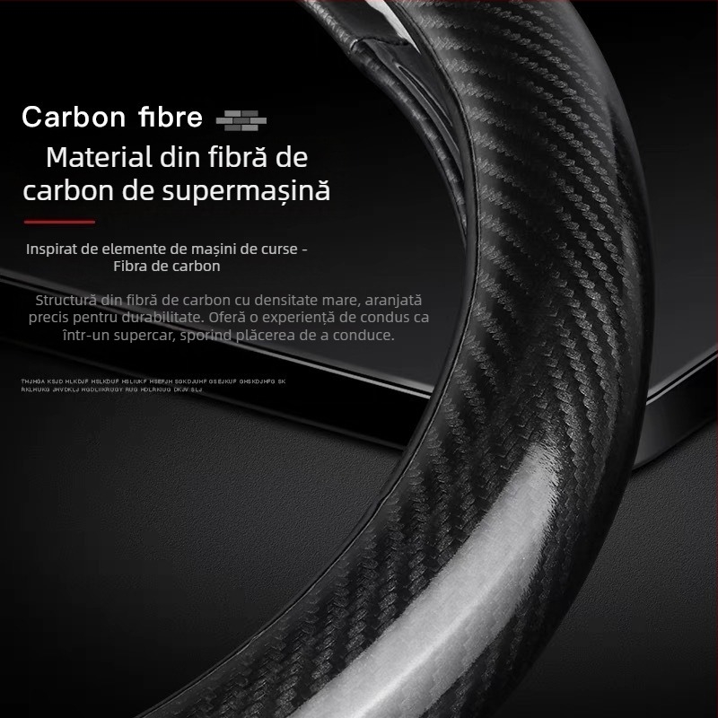 Husă de volan ultra-subțire, Antiderapant tip D, Absorbantă la transpirație, Universală pentru toate anotimpurile, Suprafață din fibre sintetice