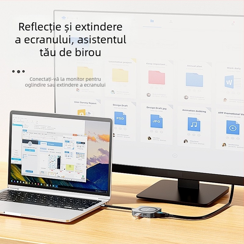 Carcasă M.2 NVMe SSD și stație de docking cu HDMI, USB-C 3.2, aliaj de aluminiu, suport până la 2 TB