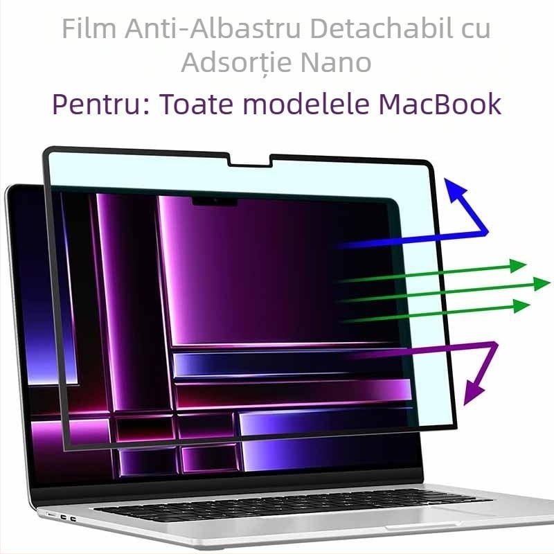 Film magnetic anti-lumină albastră pentru MacBook Pro, finisaj mat anti-reflexie, PET în trei straturi, tratament de suprafață, compatibil cu MacBook Pro
