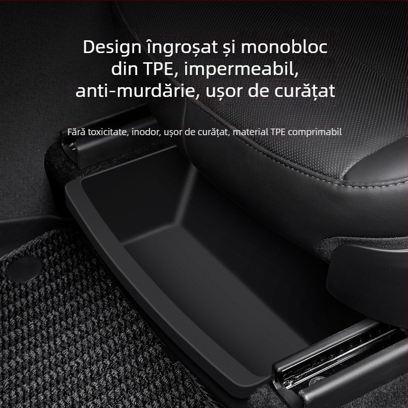 Cutie de depozitare sub banchetă pentru Tesla Model Y — organizator din plastic impermeabil pentru partea inferioară a scaunului
