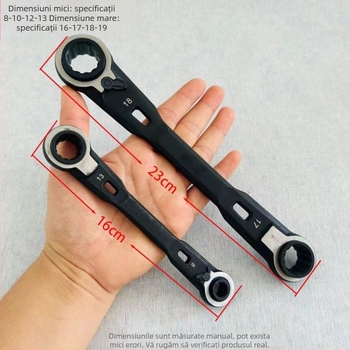 Set de chei cu clichet, patru utilizări — cu capete duble, acțiune bidirecțională, patru în unu pentru reparații auto