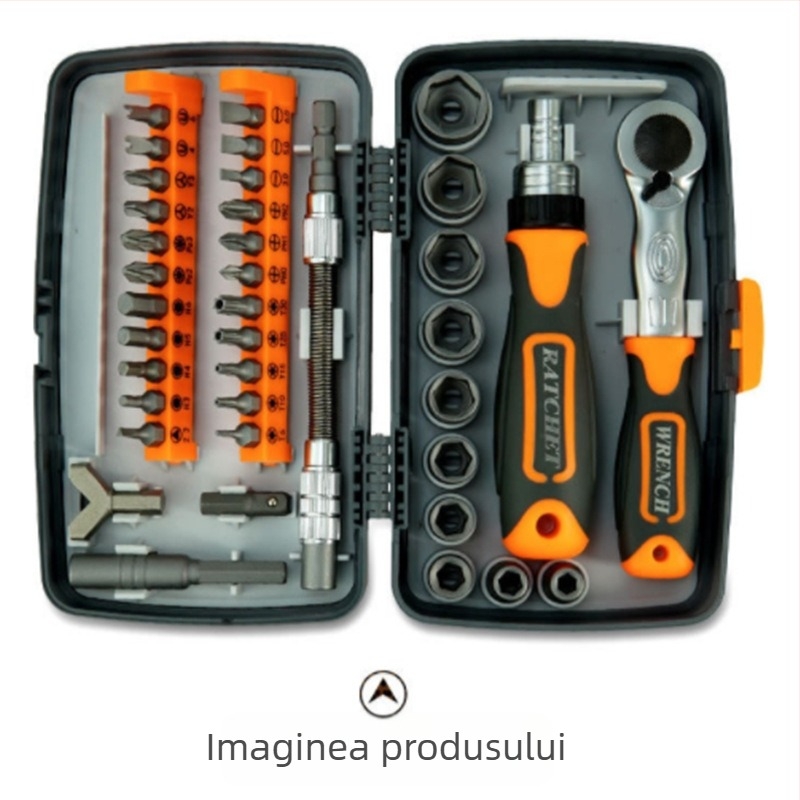 Set de șurubelnițe pentru uz casnic, 38-in-1, cu mecanism de clichet, lamă Cr-V, magnetic, neizolat