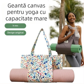 Geantă tote din pânză pentru depozitarea covorului de yoga, imprimare digitală, branding personalizabil, 260 g, logo inclus