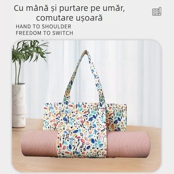 Geantă tote din pânză pentru depozitarea covorului de yoga, imprimare digitală, branding personalizabil, 260 g, logo inclus