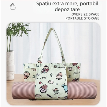 Geantă tote din pânză pentru depozitarea covorului de yoga, imprimare digitală, branding personalizabil, 260 g, logo inclus