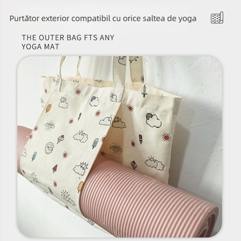 Geantă tote din pânză pentru depozitarea covorului de yoga, imprimare digitală, branding personalizabil, 260 g, logo inclus