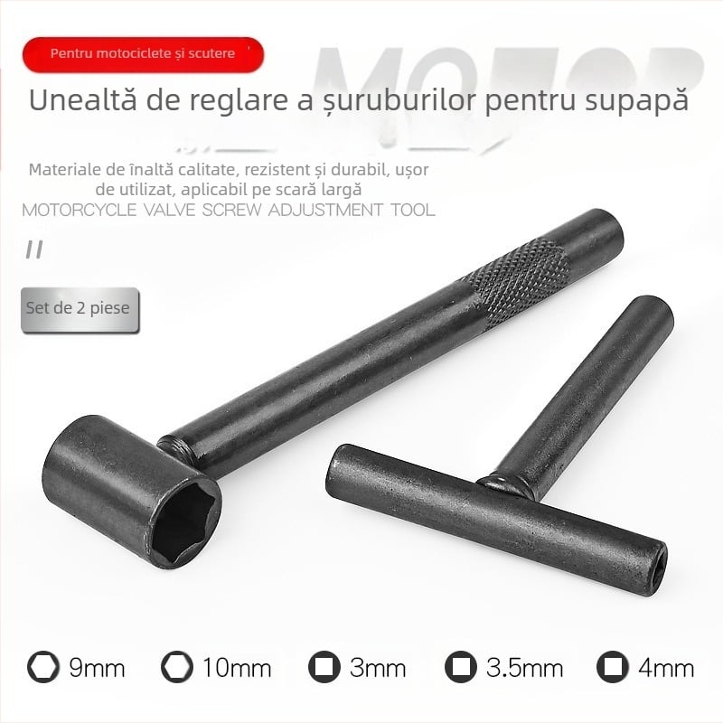 Cheie pentru reglarea jocului supapelor motocicletei, unealtă portabilă pentru reglarea tijelor/arcului arborelui supapei; oțel cu conținut ridicat de carbon, finisaj lucios, 0.12 kg