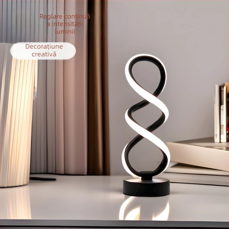 Lampa de birou din aluminiu, design artistic, reglaj continuu al luminozității în trei temperaturi de culoare, alimentare USB, iluminare de noapte, decor creativ