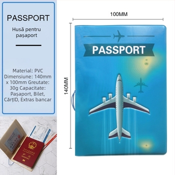Husă pentru pașaport și ID – corp PVC, căptușeală din piele sintetică, model peisaj, neutru pentru ambele sexe, utilizare zilnică