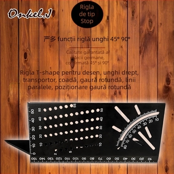 Rigla unghiulară din aliaj de aluminiu (Brand: Onkel.J; Material: aliaj de aluminiu; Tip măsurare: riglă unghiulară)