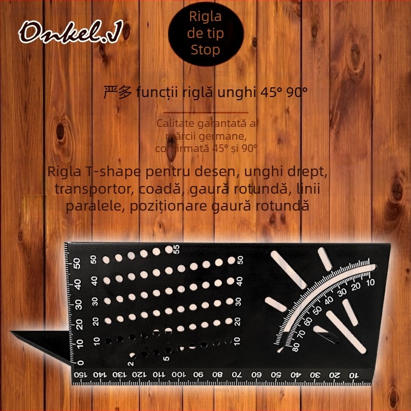 Rigla unghiulară din aliaj de aluminiu (Brand: Onkel.J; Material: aliaj de aluminiu; Tip măsurare: riglă unghiulară)