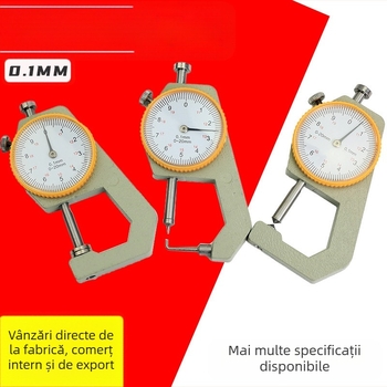 Grosimetru 0–20 mm, vârf curbat cu indicator, manual, cap plat, pentru grosimea hârtiei