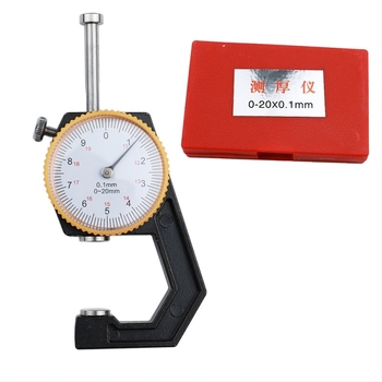 Grosimetru 0–20 mm, vârf curbat cu indicator, manual, cap plat, pentru grosimea hârtiei