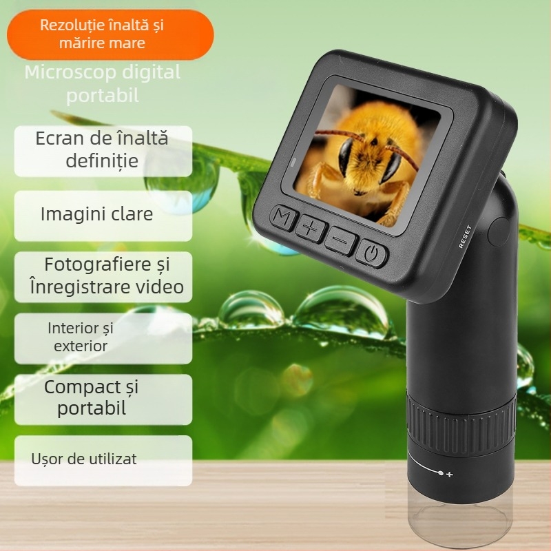 Microscop electronic cu afișaj digital pentru educație și inspecție; potrivit pentru copii și adulți; detectează foliculii de păr, pielea și plăcile de circuite cu observație în timp real.