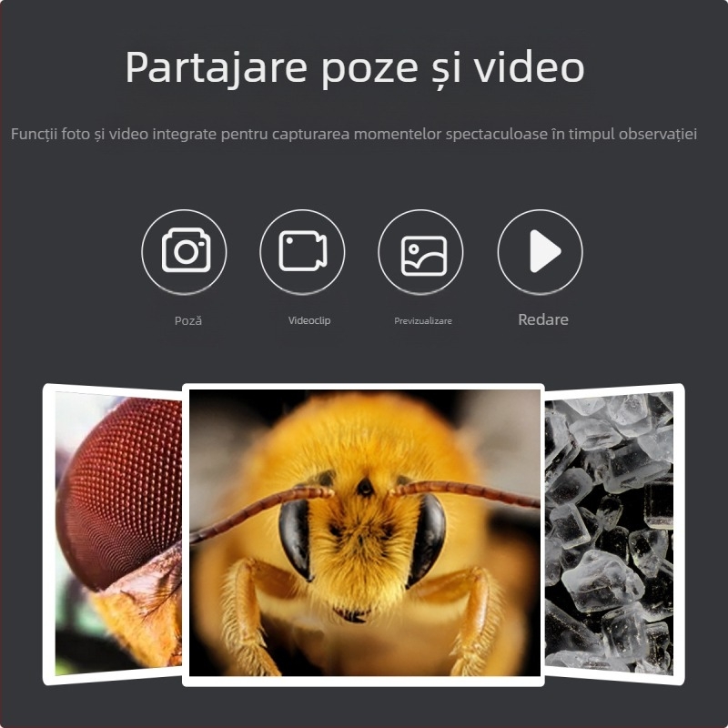 Microscop electronic cu afișaj digital pentru educație și inspecție; potrivit pentru copii și adulți; detectează foliculii de păr, pielea și plăcile de circuite cu observație în timp real.