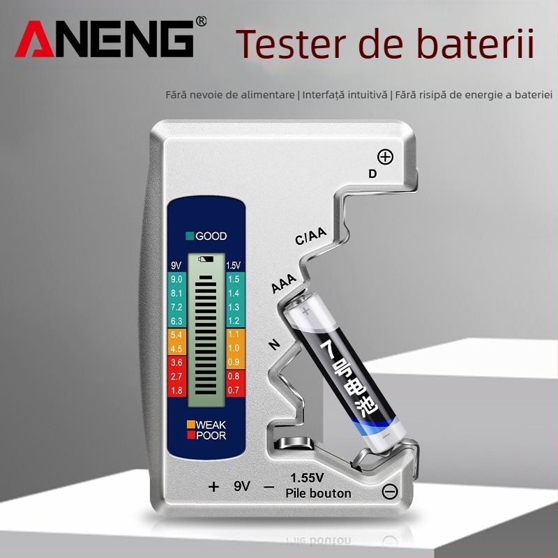 ANENG tester de baterii în format card, cu afișaj LCD pentru tensiune