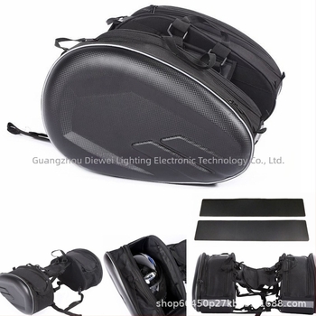 Geantă laterală pentru motocicletă – material PU, capacitate 36–58 L, model Y-MC006-2, cu husă de ploaie inclusă