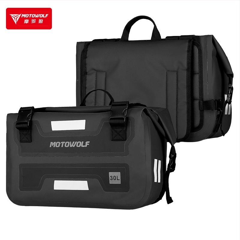 Geantă laterală pentru motocicletă, impermeabilă, cu eliberare rapidă, capacitate mare, stil Knight Pack, material 500D PVC, Mordo Wolf/MOTOWOLF